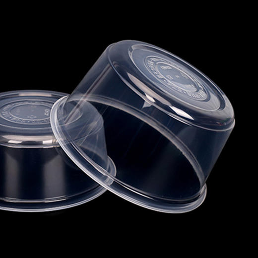 喇叭花一次性汤碗一次性塑料碗打包饭盒圆形透明带盖外卖便当盒蓝盖 商品图3