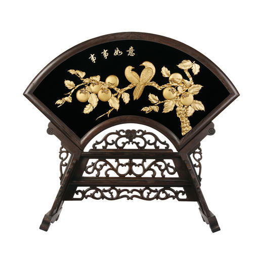 彼达思24k金箔画事事如意扇