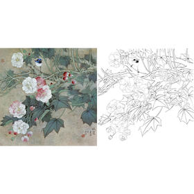 工笔花鸟白描底稿-王庆升《秋霞》斗方小品册页-多种白描尺寸可选-QB11