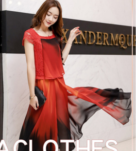 AL SYG8870 新款韩版纯色圆领无袖雪纺时尚套装