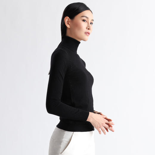 精纺双翻领挑孔女套衫 SJF18W251N 商品图2