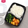 喇叭花1000ml黑色一次性饭盒餐盒双格便当盒两格打包盒带盖150套 商品缩略图1