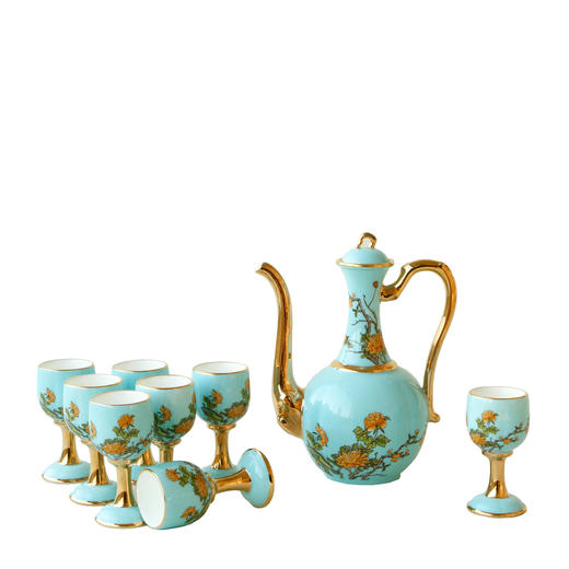 auratic国瓷永丰源 夫人瓷 10头酒具白酒杯酒壶陶瓷酒壶家用套装