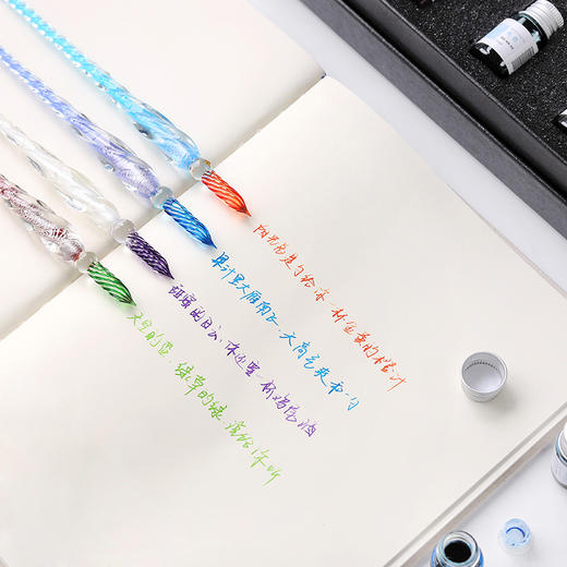 【包邮】三年二班创意文具玻璃笔蘸水笔礼盒套装学生用彩色墨水手工水晶笔 商品图1