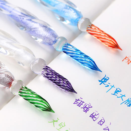 【包邮】三年二班创意文具玻璃笔蘸水笔礼盒套装学生用彩色墨水手工水晶笔 商品图2