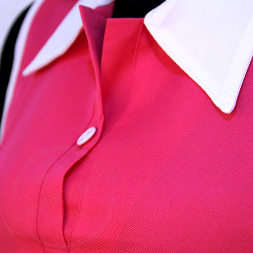 围腰围裙C01美容美甲工作服-玫红色配白领【不退不换】 商品图3