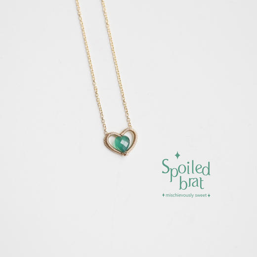 SpoiledBart Jewelry 天然绿玉髓 原创独家设计 心形 项链 商品图0
