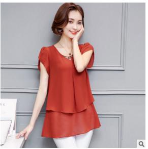 ALYMX536夏季单件荷叶袖甜美纯色雪纺衫 商品图2