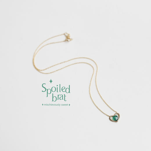 SpoiledBart Jewelry 天然绿玉髓 原创独家设计 心形 项链 商品图2