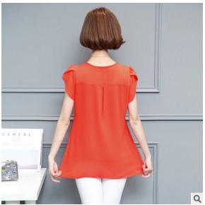 ALYMX536夏季单件荷叶袖甜美纯色雪纺衫 商品图3