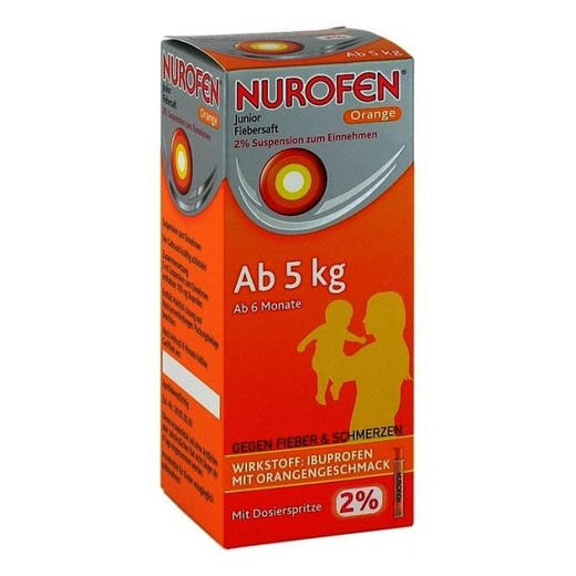 德国直邮nurofen诺洛芬婴幼儿退热退烧糖浆橙味100ml