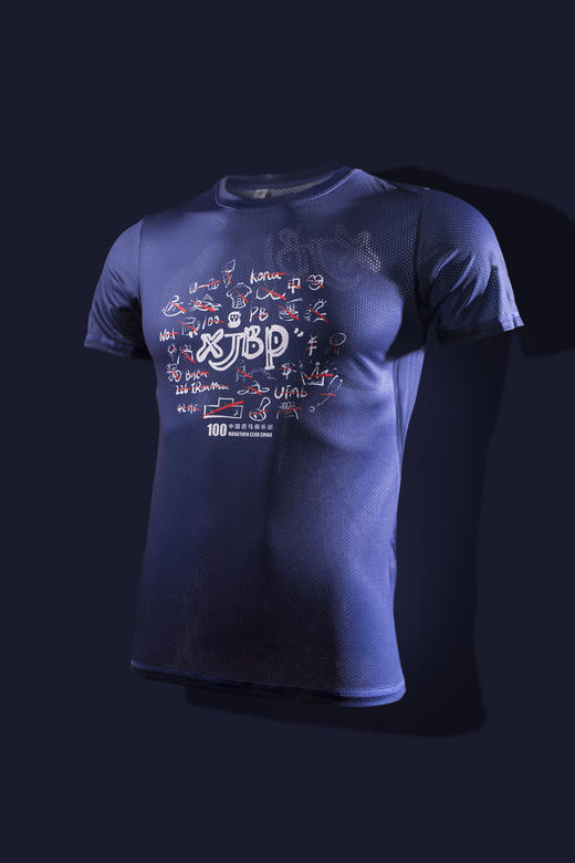 严素跑步TEE,XJBP2.0,男款,蓝/黑,轻量 短袖T恤 速干快干 透气,严素态度 商品图1