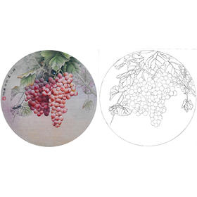 工笔花鸟白描底稿-孙锡之-葡萄小品-SX09