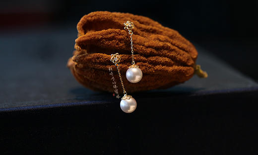 【古典主义情结】akoya珍珠，黄金勾花步摇 商品图4