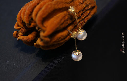 【古典主义情结】akoya珍珠，黄金勾花步摇 商品图3