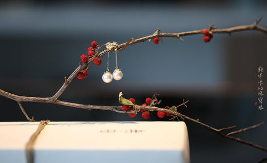 【古典主义情结】akoya珍珠，黄金勾花步摇 商品图2