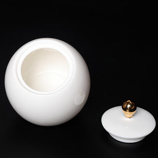 拾艺丨凝脂玉白瓷 陶瓷茶具 珍珠茶叶罐 8x9.5cm 商品图3