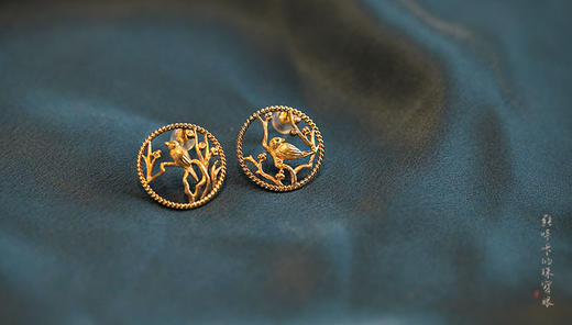 源自花鸟团扇的喜上眉梢耳环，耳钉 商品图0