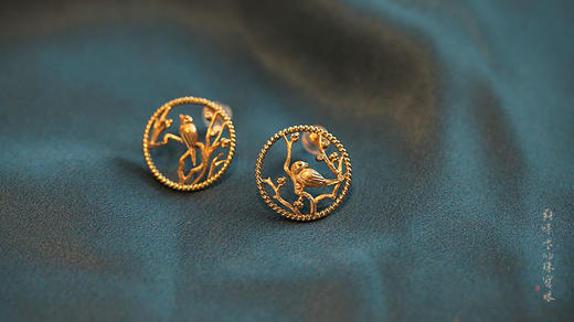 源自花鸟团扇的喜上眉梢耳环，耳钉 商品图1