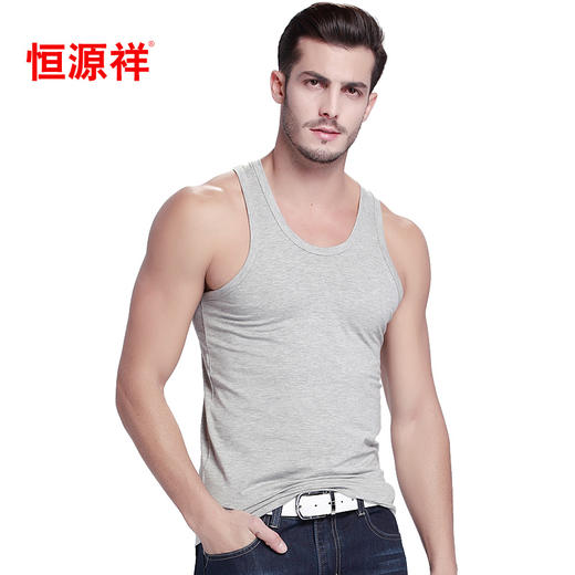 恒源祥男士背心 纯棉修身罗纹弹力无袖打底衫 ecd0630