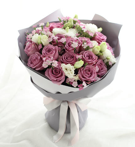 19朵紫玫瑰花束 中国同城鲜花网