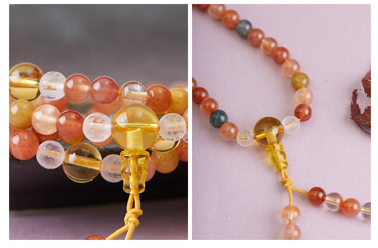 天然6mm彩发晶福禄寿108颗长串手链益寿旺财