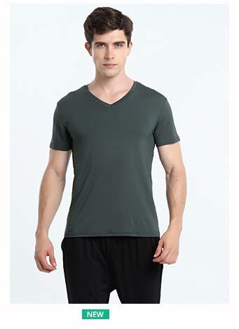 【竹林草堂】男竹V领短袖上衣 商品图0