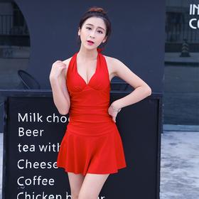 【泳衣】*新爆款性感甜美游泳衣女士装连体遮肚保守装