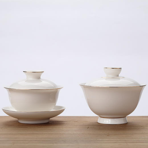 拾艺丨凝脂玉白瓷 陶瓷盖碗 两款可选 商品图0