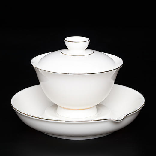 拾艺丨凝脂玉白瓷 陶瓷盖碗 两款可选 商品图3