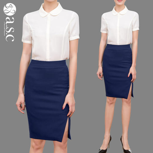 艾尚臣夏季OL时尚工作服面试正装短袖衬衫套装职业装女装套裙 商品图2