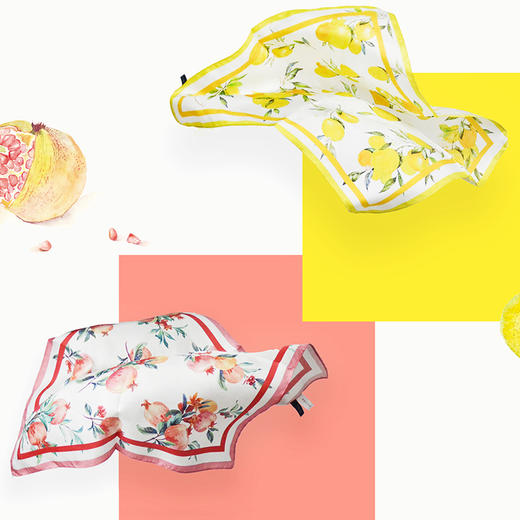 水果之夏真丝小方巾艺术家跨界合作61水果丝巾点缀你的清新与浪漫