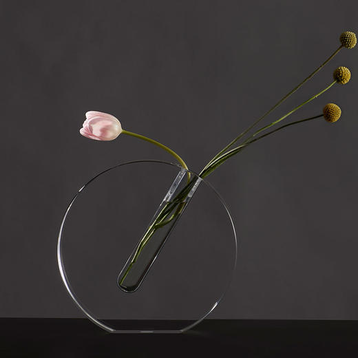 哲品 水中月欧式透明亚克力花器 客厅创意干花插花仿玻璃花器摆件 商品图2
