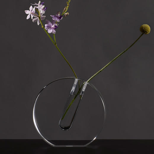 哲品 水中月欧式透明亚克力花器 客厅创意干花插花仿玻璃花器摆件 商品图3