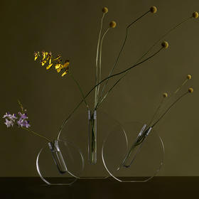 哲品 水中月欧式透明亚克力花器 客厅创意干花插花仿玻璃花器摆件