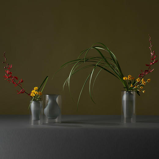 哲品家居 镜花圆系列花器简约现代插花摆件玻璃花瓶创意客厅装饰 商品图0