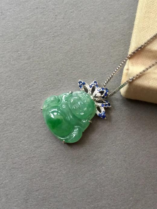 花开见佛-翡翠冰种阳绿肚子俏色弥勒佛 商品图2