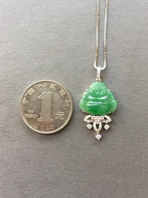 花开见佛-翡翠冰种阳绿肚子俏色弥勒佛 商品图3