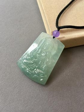 翡翠冰种晴水飘花不动尊菩萨牌