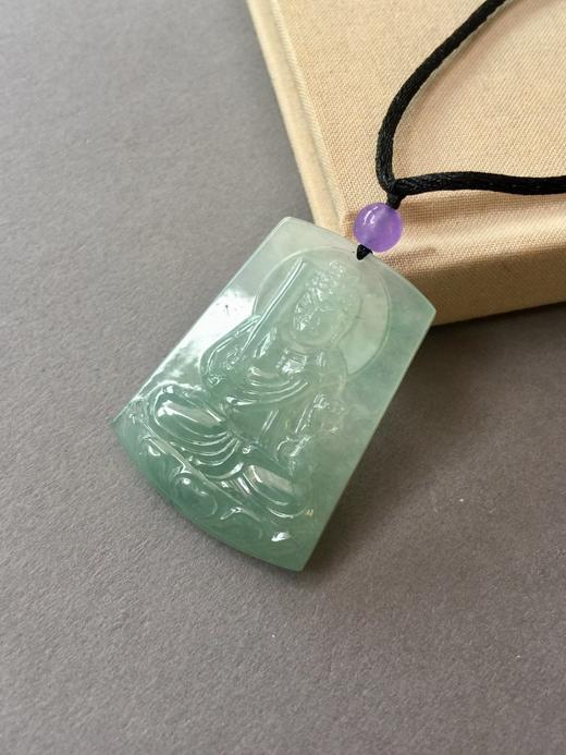 翡翠冰种晴水飘花不动尊菩萨牌 商品图0