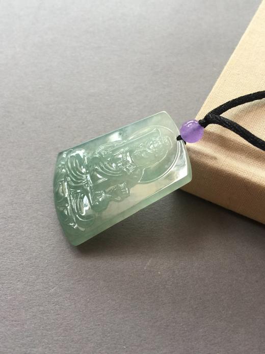 翡翠冰种晴水飘花不动尊菩萨牌 商品图1