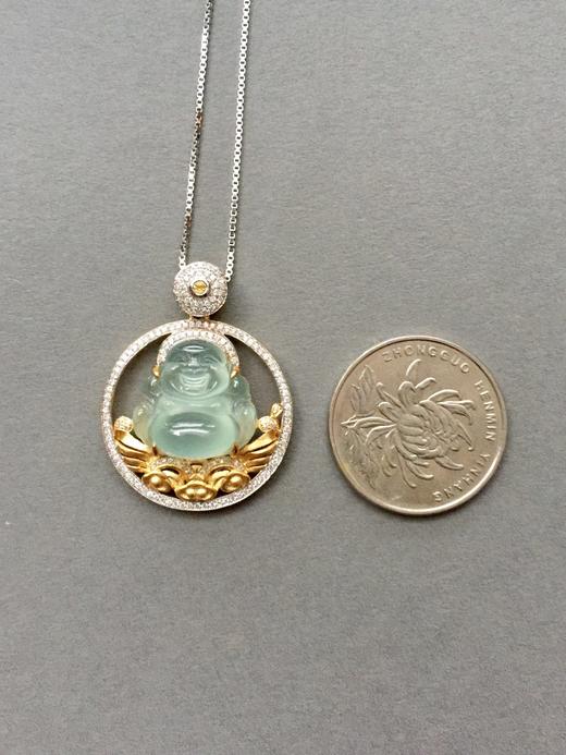 18k金钻石镶嵌翡翠高冰种弥勒佛 商品图4