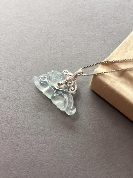 翡翠玻璃种貔貅18k白金钻石镶嵌 商品图0