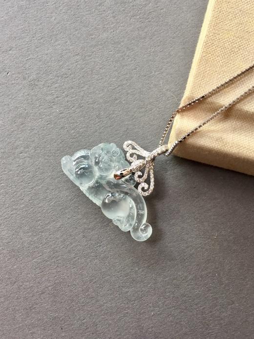 翡翠玻璃种貔貅18k白金钻石镶嵌 商品图1