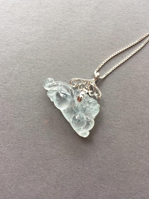 翡翠玻璃种貔貅18k白金钻石镶嵌 商品图4