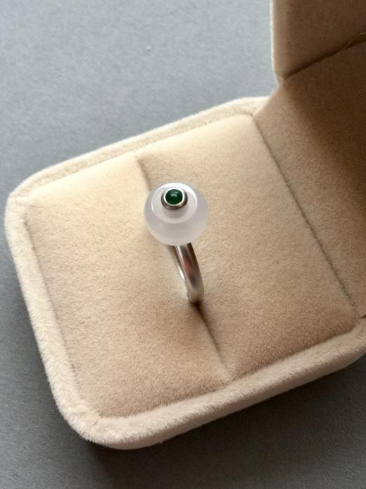 冰种翡翠路路通转运珠戒指18k白金镶嵌 商品图0