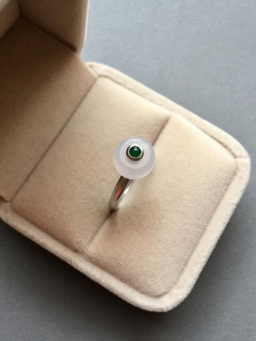 冰种翡翠路路通转运珠戒指18k白金镶嵌 商品图4