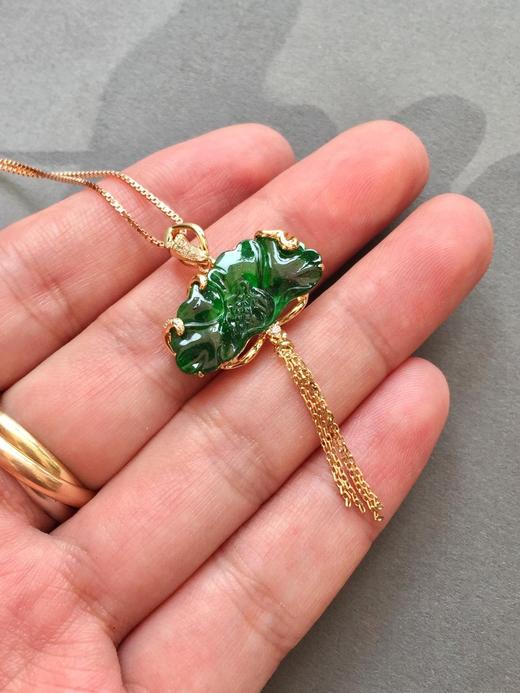 翡翠高冰种满绿和和美美18k黄金镶嵌 商品图1