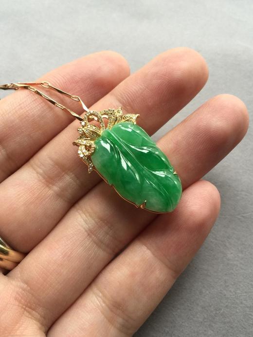 翡翠冰种阳绿叶子吊坠胸针两用款 商品图1