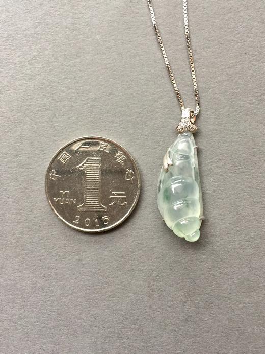 翡翠高冰种飘花蜗牛18k白金钻石镶嵌 商品图3